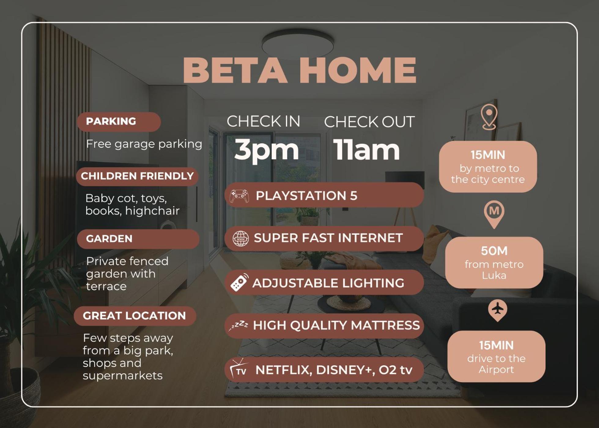 Beta Home - Garage, Air Condition, Garden, At Metro Прага Екстериор снимка